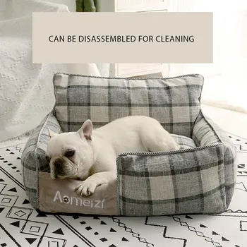 

Pet Mat Dog Cat Bed Universal Plaid Pattern Removable and Washable Kennel Mat Summer Mat Creative Pet Supplies