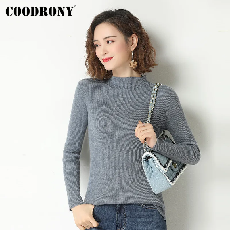 COODRONY Brand Autumn Winter Basic Elegant Slim Pullover Sweaters Women 2020 Knitting Merino Wool Casual Jumper Female W1112