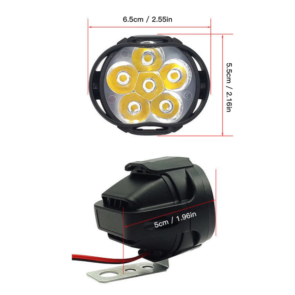 2 шт. автомобильный мотоциклетный головной светильник для скутера, противотуманный Точечный светильник 6500 K, супер яркий 6 светодиодный рабочий Точечный светильник для мотоцикла, противотуманный светильник, налобный фонарь