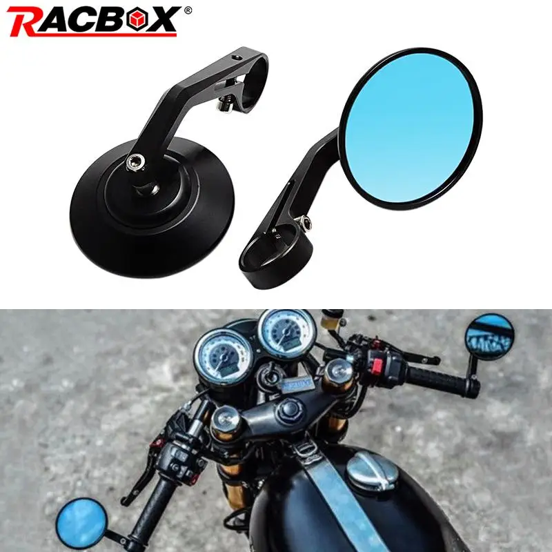 7 8 Inch 22 Mm Universal Motor Kaca Cermin Asap Biru Berbentuk Bulat Cermin Cnc Stang Belakang Cermin Side Mirror Aksesoris Aliexpress