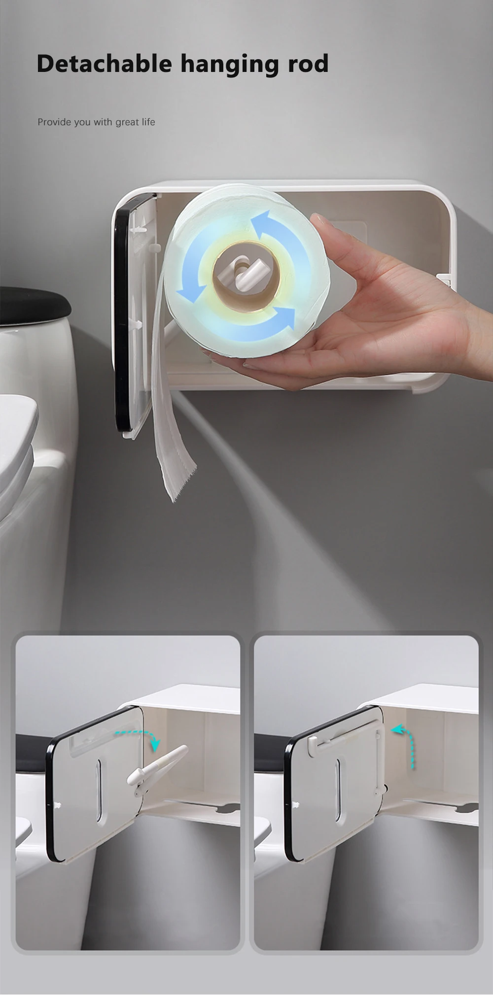 Ecoco полка для хранения ногтей водостойкая Ванная комната Туалетная бумага рулон лоток коробка настенный пластиковый стеллаж для хранения бумажная коробка