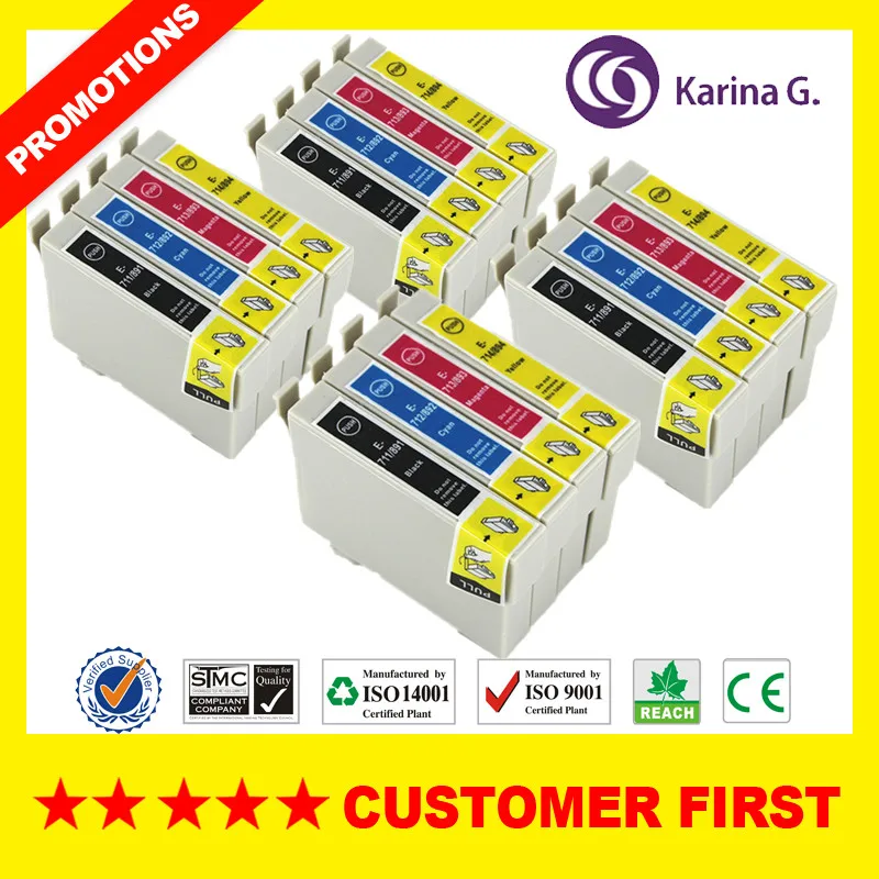 4Sets Совместимый для T0891 T0711 чернильный картридж для Epson Stylus D78 D92 D120 DX4000 DX4050 DX4400 DX4450 и т. Д - Цвет: 4Sets