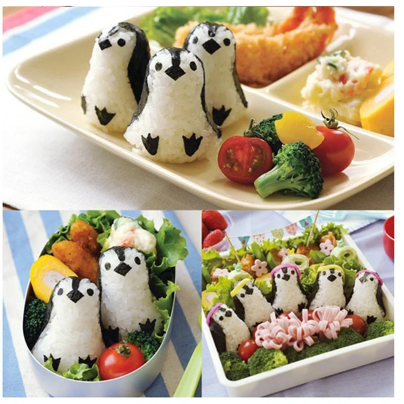 

Penguin Shape Onigiri Maker Set Sushi Mold Cute Rice Ball Mold Mould Gadgets Bento Tool Kitchen DIY