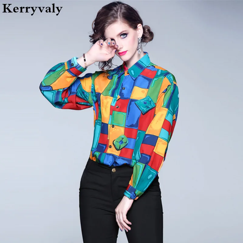 

Spring Fruit Printed Loose Chiffon Shirt Womens Tops and Blouses Blusas Mujer De Moda 2018 Long Sleeve Ruffle Blouse K8004