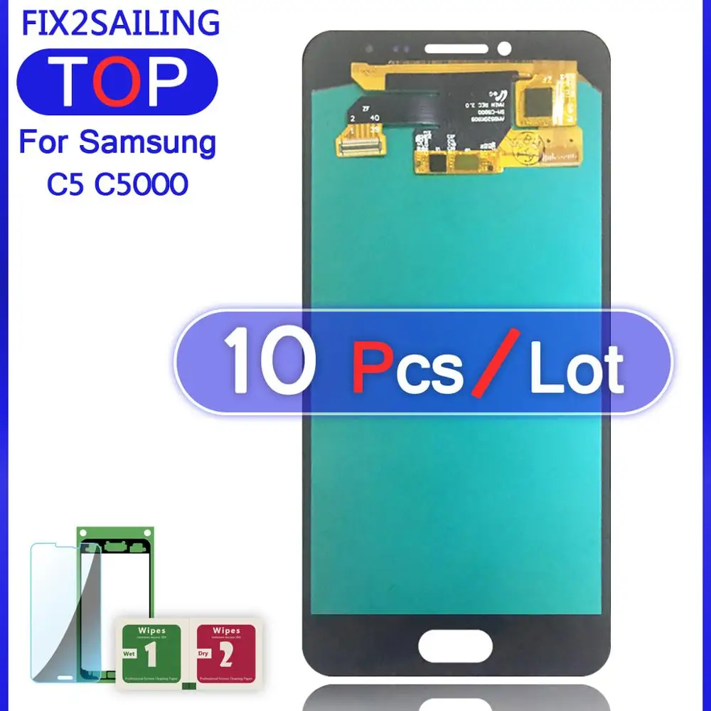 Для Samsung Galaxy C5 C5000 ЖК-дисплей протестированный рабочий супер AMOLED сенсорный экран в сборе дигитайзер с закаленным стеклом