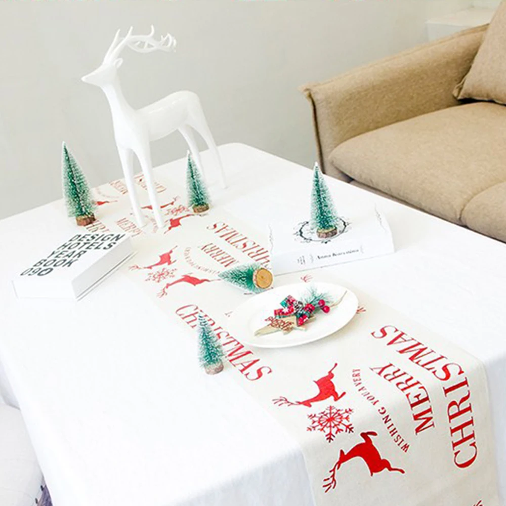 

Christmas Table Runners Long Tablecloth Table Covers Christmas Decoration for Home New Year Table Runners Decorations Table flag