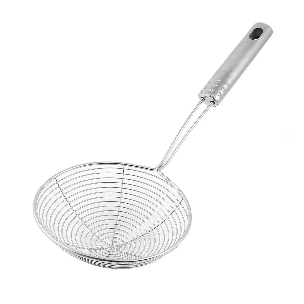 Middle Stainless Steel Handleheld Mesh Hollow Net Strainer Ladle Kitchen Cook