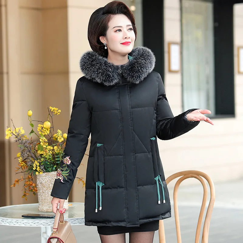 

Mom Winter Fashion Cotton-padded Clothes Nobility Coat Middle-aged Large Size down Feather Cotton-padded Jacket Middle-aged WOME