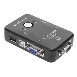 2019 черный 4 порта 4-портовый USB KVM переключатель Мышь Клавиатура VGA Видео монитор 200 МГц 1920x1440 Максимальное разрешение оптовая продажа