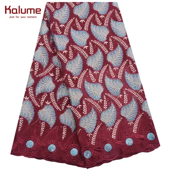 

Wine Red African Dry Lace Fabric 2020 Swiss Cotton Voile Lace In Switzerland With Stones For Nigerian Dress Party Sew 1871