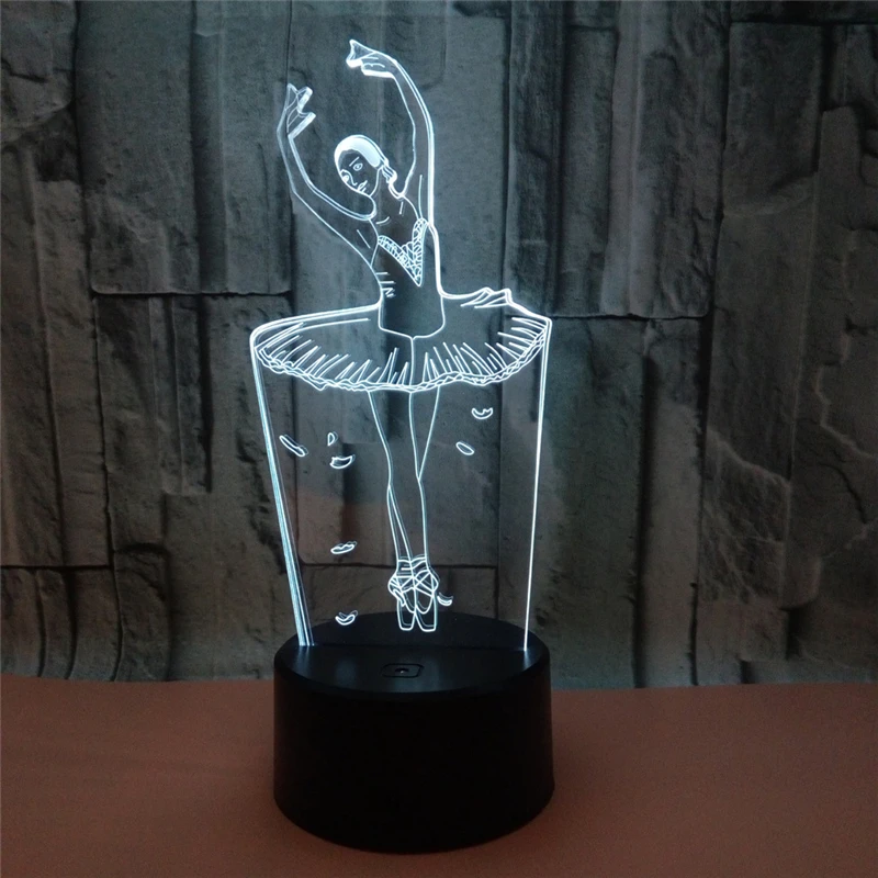 battery night light Ballet Dancer 3D Desk Lamp 3D Illusion Art Night Lamp Ballerinator USB LED Lighting Home Decora luminaria Table Light Kids Toy night light lamp