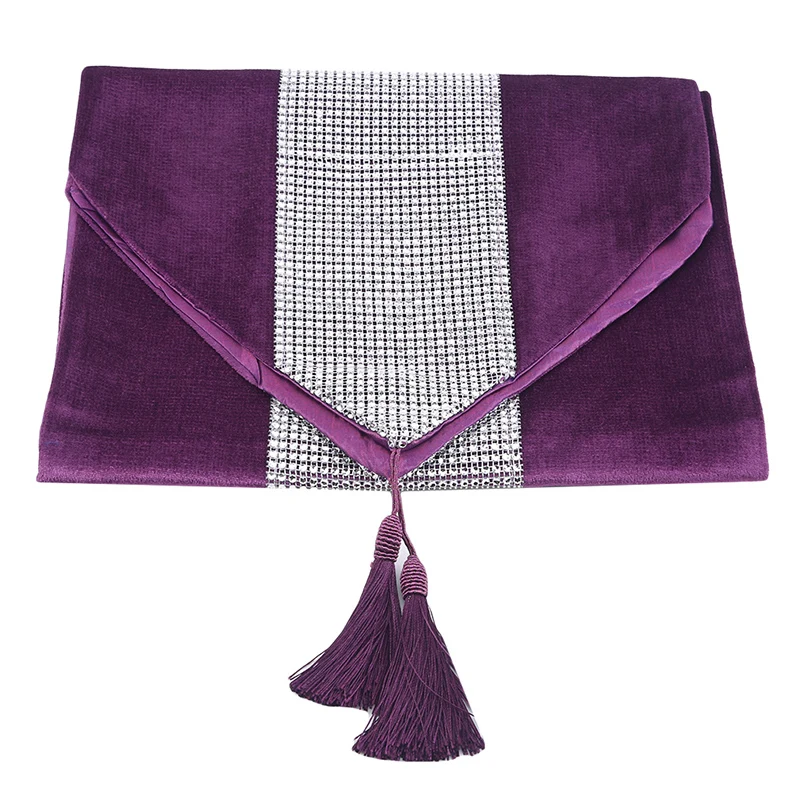 purple Европейский модный настольный флаг, однотонный цвет с сияющими полосками, ткань для настольного искусства, блестящая Алмазная полоска, Декор, Настольная дорожка - Цвет: purple