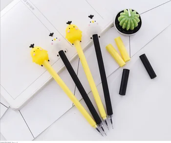 

120pcs/Lot Creative Personality Silicone Jelly Chicken Neutral Pen Korean Cartoon Students Stationery Black Writing PenGP803