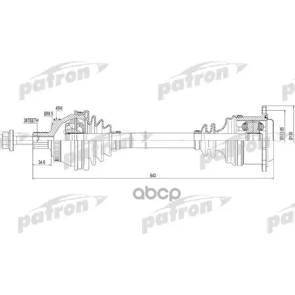 Axle Right 38x654x59.5 ABS: 45 T Audi: A6 97-05 a6 Avant PATRON. PDS0110 | Автомобили и мотоциклы