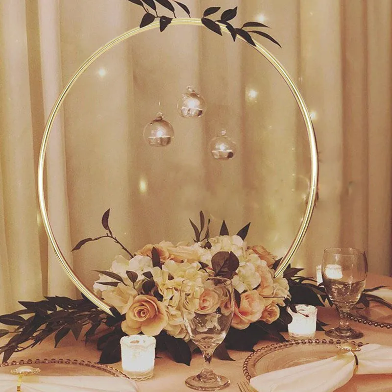 10-40cm Wedding Wreath Gold Iron Metal Ring Bride Handheld Garland Easter Decor Artificial Flower Rack Party Backdrop Decor Hoop