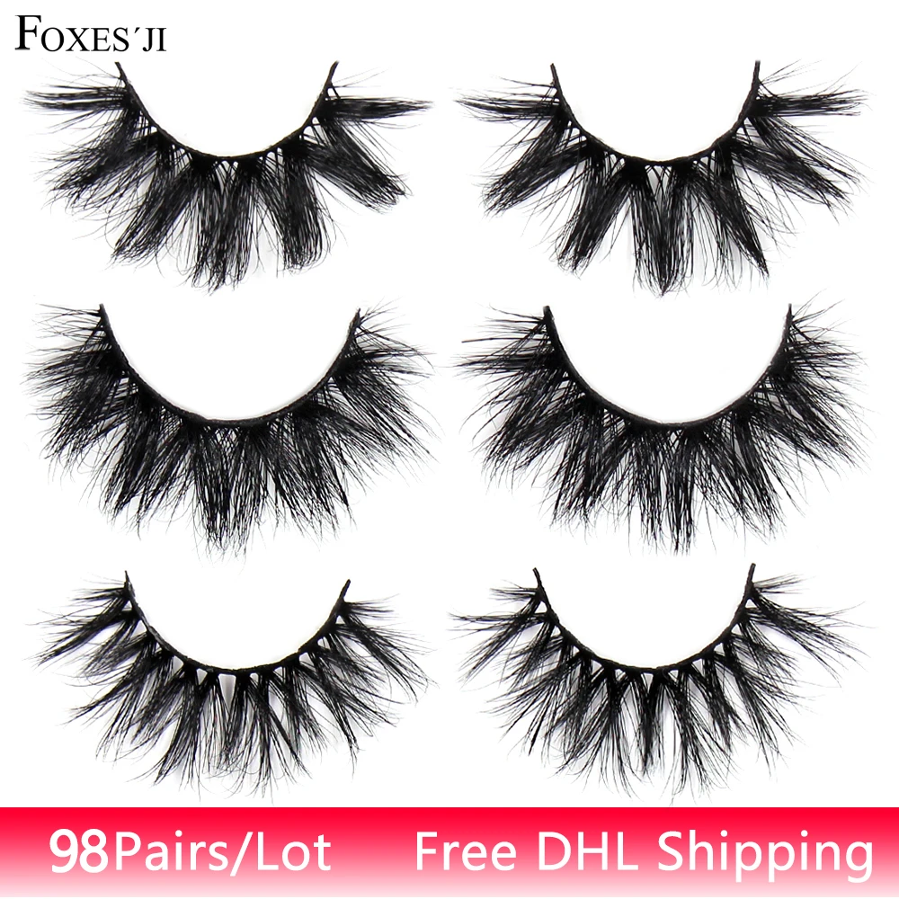 FOXESJI 98Pairs/lot 3D Mink Lashes Eyelashes Bulk Wholesale Natural