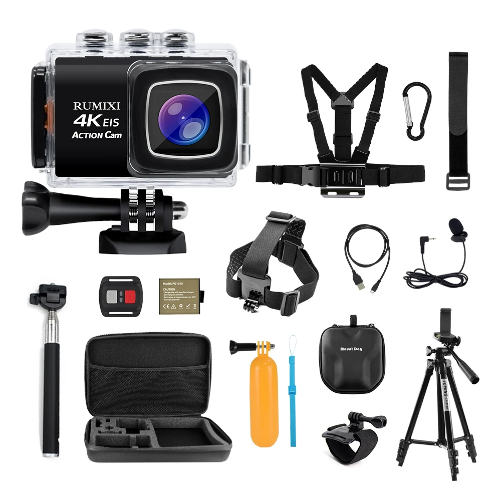 set 6 Mount tdog 4K Спортивная экшн-камера с функцией EIS пульт дистанционного управления подводный водонепроницаемый 30 м видео запись Cam с аксессуарами - Цвет: set 6