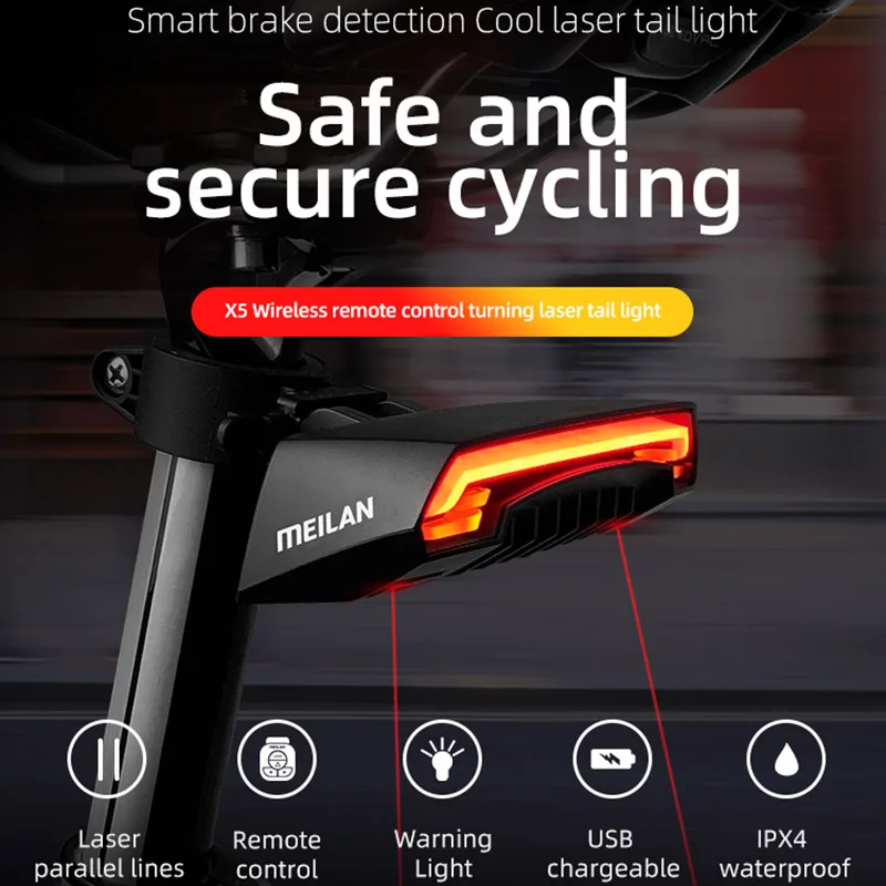 USB Bicycle Light Meilan x5 Wireless Smart Brake Bike Light Headlights Led Turn Signals Rear Tail Lamp Cycling Accessories USB Bicycle Light Meilan x5 Wireless Smart Brake Bike Light Headlights Led Turn Signals Rear Tail Lamp Cycling Accessories