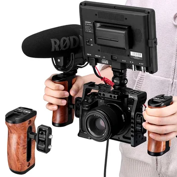 

UURig Vlog Cage Handle Side Threaded Handle Left Right Interchangeable Wood Grip For SLR Micro Single Camera Accessories