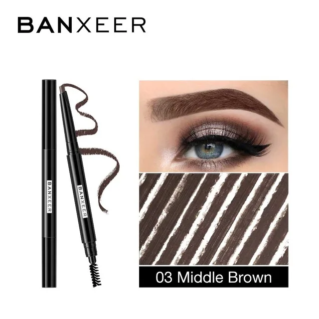 03 Middle Brown Бренд BANXEER, для бровей, 4 цвета, водостойкий, для бровей, долговечный, для бровей, карандаш для татуировки, черный, коричневый, стойкий от пятен, карандаш для бровей - Цвет: 03 Middle Brown