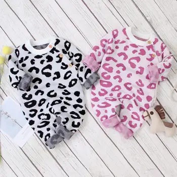 

2020 Children's Clothing Autumn Winter Long Sleeve Leopard Print Baby Girl Clothes Set Boy Baby Romper Toddler Clothes