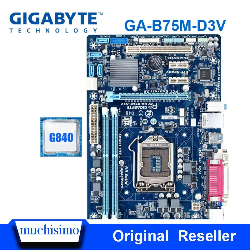 Оригинальная Материнская плата Gigabyte GA B75M D3V LGA 1155 DDR3 16GB USB2.0 USB3.0 B75 Desktop Intel Pentium G840