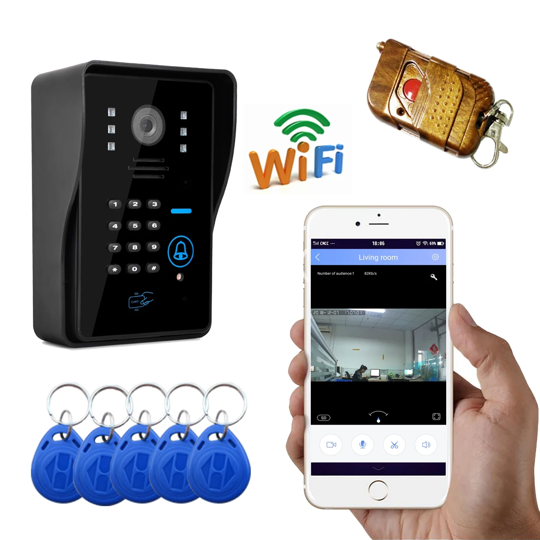 Беспроводной видеодомофон 720P Wi Fi Поддержка IOS Android для iPad смартфона планшета