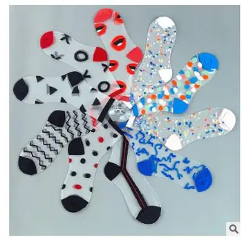 

Lace Mesh Fishnet Socks Nylon Transparent Stretch Elasticity Stripe Dot Ankle Sock Net Yarn Thin Women Cool Socks 1 Pair