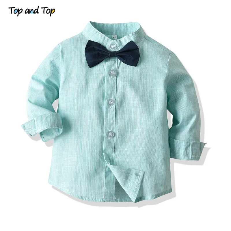 Топ и топ, модный детский комплект одежды для мальчиков, полосатая рубашка с бабочкой+ штаны на подтяжках Костюм Джентльмена из 2 предметов детская одежда для мальчиков