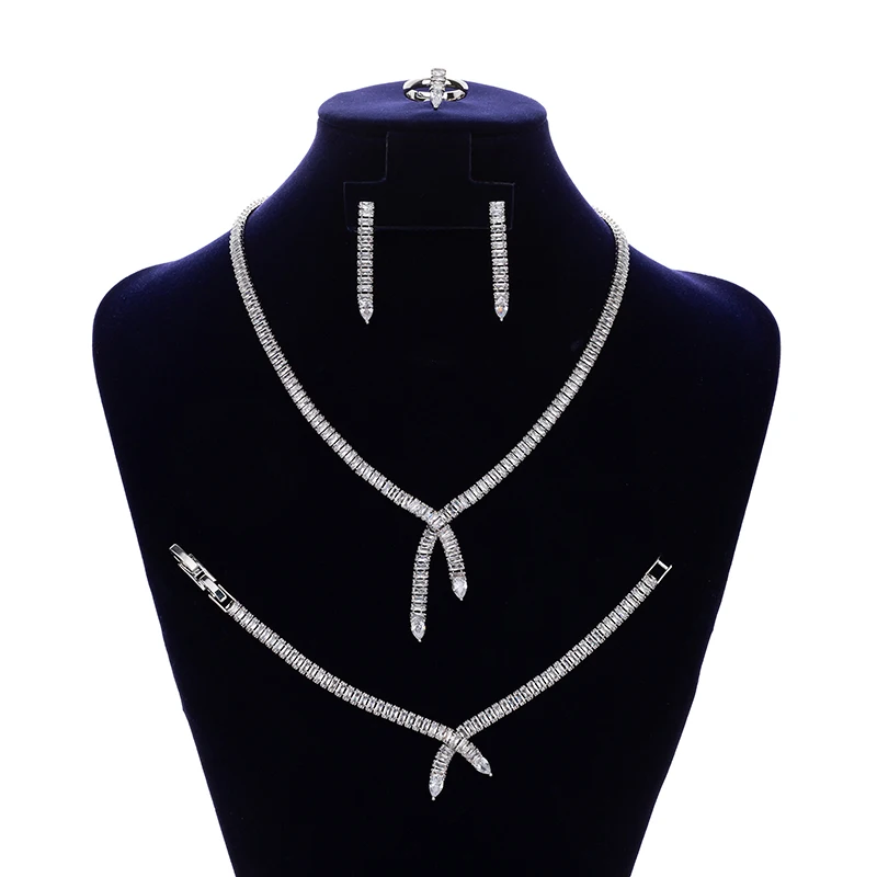 

Jewelry Sets HADIYANA Vintaage Fashion Women Bride Party Necklace Earrings Ring And Bracelet Set BN7887 Conjunto de joyas