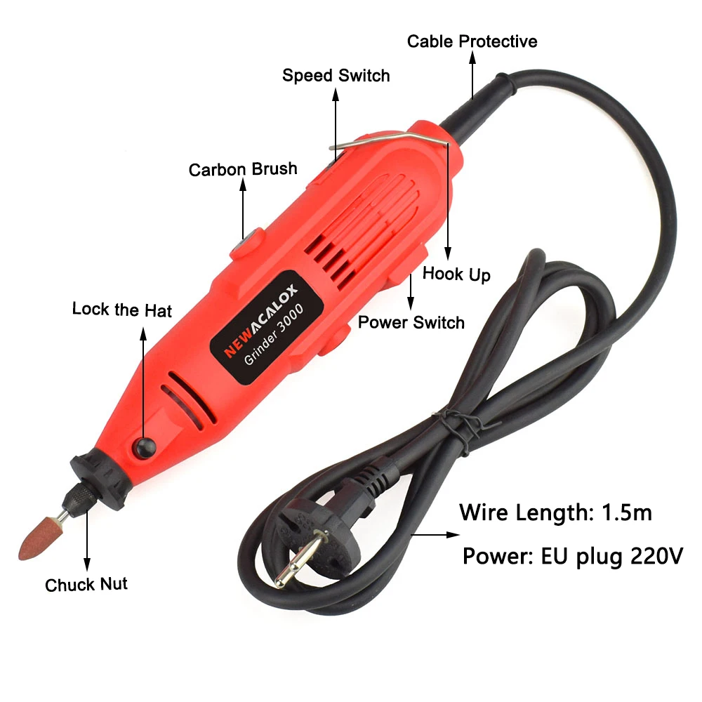 NEWACALOX EU/US 220V 260W Mini Electric Drill