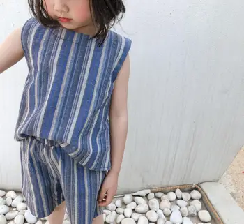 

2020 New Arrival Baby Girls 2 PCS Set Striped Vest+Shorts Summer Kids Girls Suits 1-6 Years