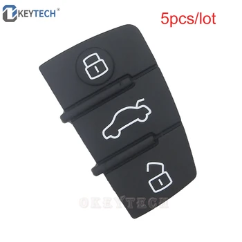 

OkeyTech 5pcs/Lot Replacement Rubber Car Remote Key Pad Cover For Audi A3 A4 A5 A6 A8 Q5 Q7 TT S LINE RS A4 Allroad 3 Buttons