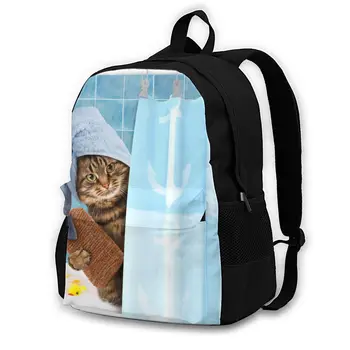

Funny Cat Taking A Bath Backpack Shoulder Bag Casual Women Backpack Teenage Girl School Bag Bagpack