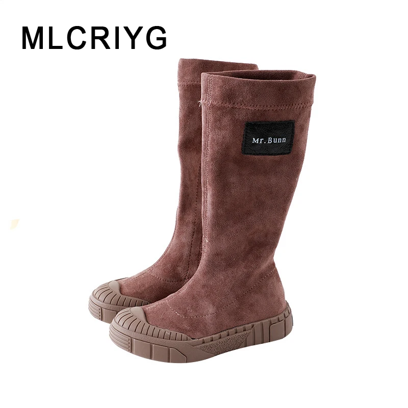 

Autumn Kids Knee High Boots Baby Girls Princess Boots Children Flock Shoes Fashion Black Boots Brand Soft Boots Sweet Boots School Shoes New