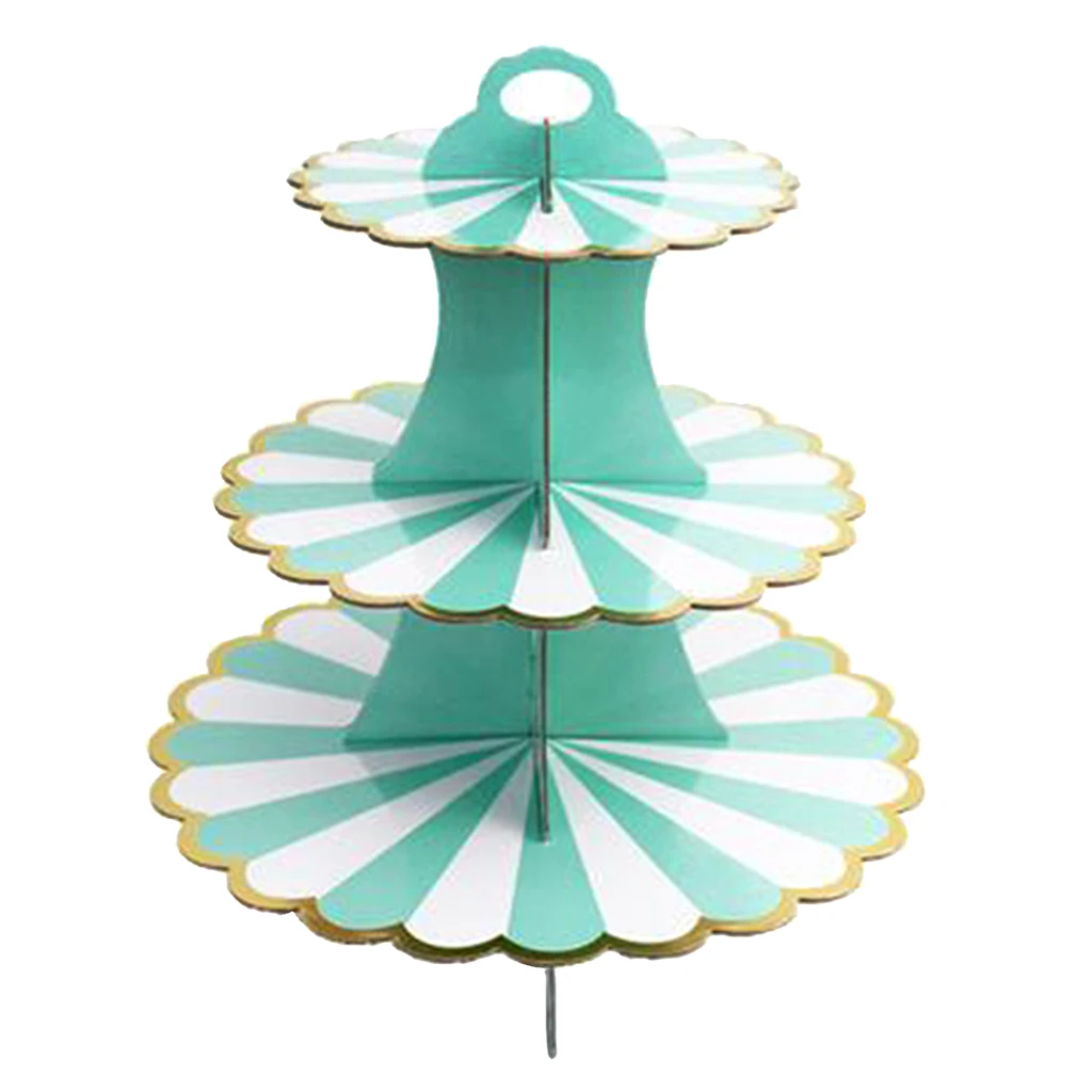 3 Tier Folding Cupcake Stand Fruit Cake Dessert Display Tower Tree Rack Plate Birthday Baby Shower Reception Afternoon Tea Party
