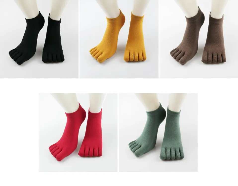 Organic Cotton Ankle No Show Socks With Toes Woman Girl Knit Solid Soft Elastic Non-Slip Harajuku Five Finger Socks Hot Sell best socks for women