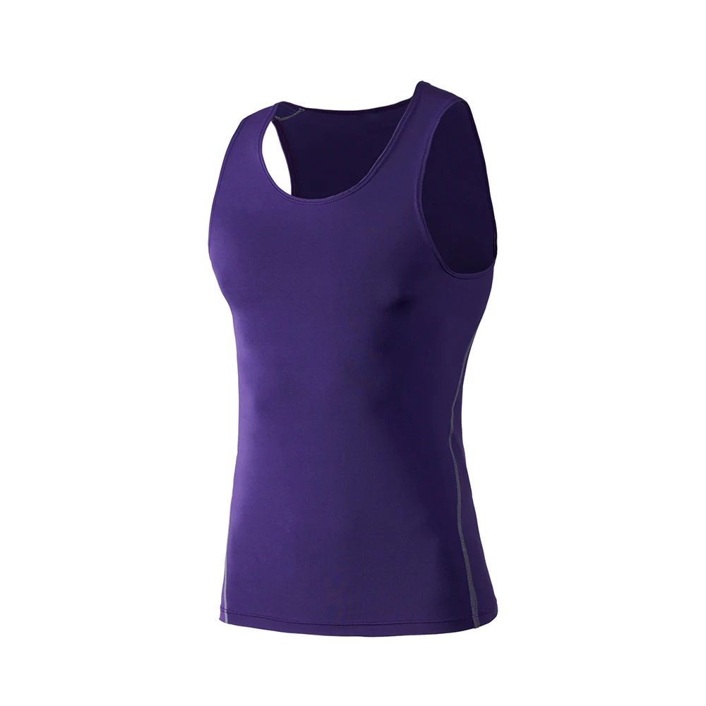 Fashion Fat Male Training Polyester 7 Colors Sport Fitness Gym Athletic Shirts Sleeveless Tops Sport Vest Comfortanble S-3XL - Color: Purple