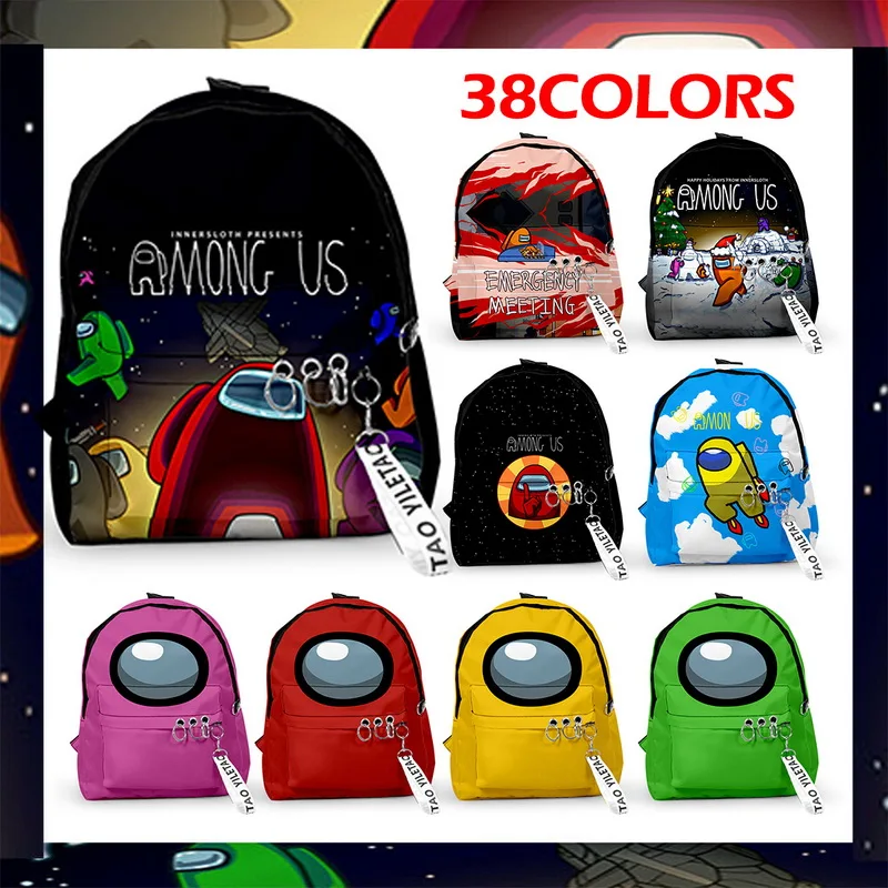 

2020 Among us Backpacks Small Bags Unisex Candy Colors 3D Oxford Waterproof Key Chain Accessories Kawaii Boys Girls School Bags