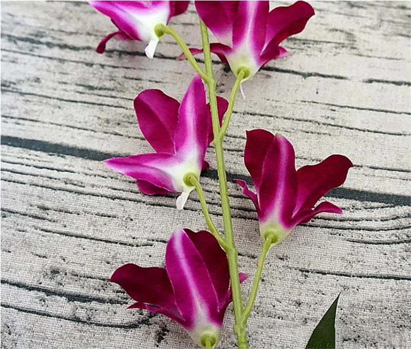 1 шт. шелковая Орхидея, искусственные цветы искусственный букет украшение дома для вечерние и все случаи поддельные растения Флорес 6 цветочных головок