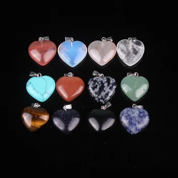 

12 PCS Love Heart Shape Natural Stone Onyx Clear Quartz Power Necklace Pendants Druzy Quartz Pendant fine Jewelry DIY Making