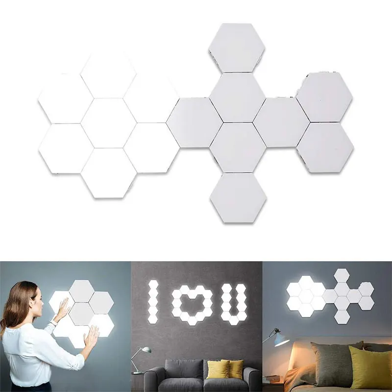

1-16Pcs Creative LED DIY Quantum Night Light Wall Lamp Touch Sensitive Sensor Modular Hexagonal LED Magnetic Home Decor Lamp