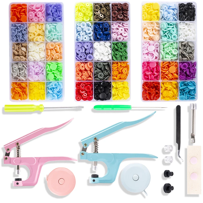 150-900 Sets 36 Color KAM Plastic Snap Buttons with Snaps Pliers Tool Kit & Storage Container T5 Resin Plastic Button DIY Sewing
