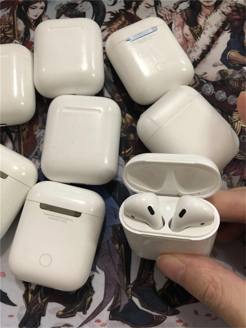Используется оригинальные Apple AirPods 1st беспроводные наушники Оригинальные Bluetooth наушники для iPhone Xs Max XR 7 8 Plus iPad MacBook