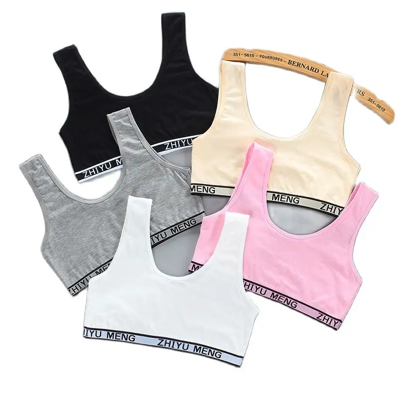 5pcs/lot Teenage Girls Training Bras Young Girl Bra Underwear Solid Cotton  Letter Print Underclothes For Children Kids Brassiere