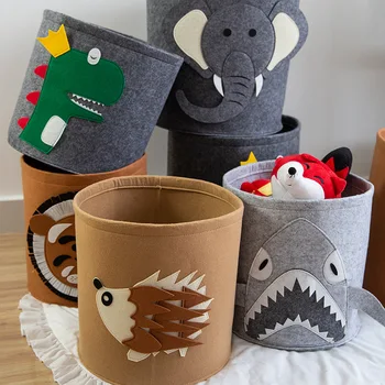 

Cartoon Pattern Ins Style Storage Basket Clothes Grocery Elephant Lion Shark Hog Dinosaur Storage Bucket Foldable Storage Tool