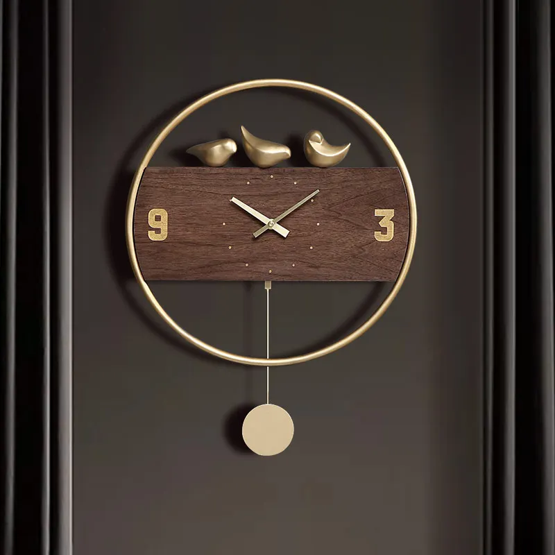 

Bird Silent Modern Design Wall Clock Creative Accessories Wood Large Wall Clock Nordic Kitchen Round Duvar Saati Home Decor JJ17