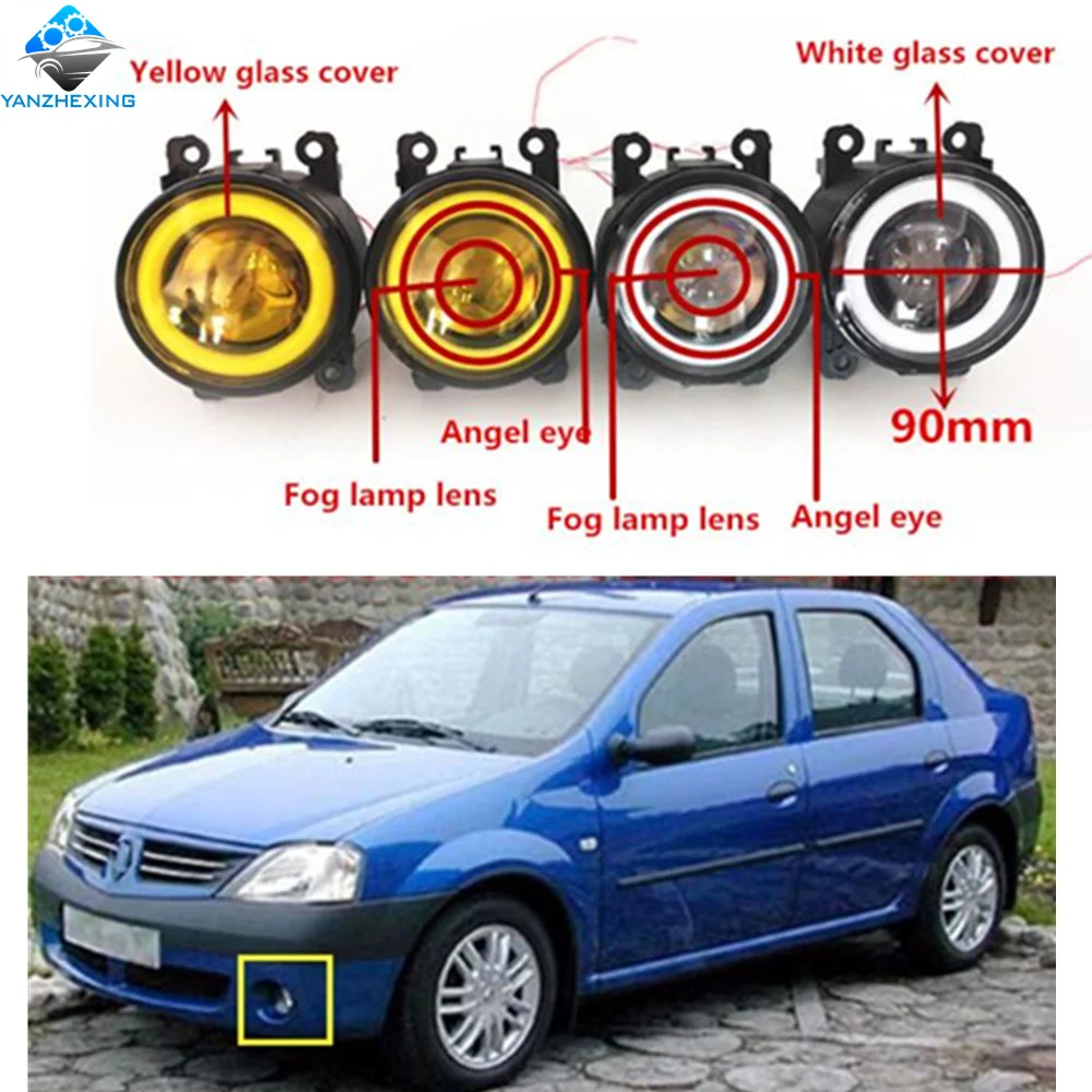 2x(левый+ правый) Противотуманные фары Angel Eye Светодиодный свет белый для Renault LOGAN Saloon LS 2004- для Dacia Logan 2004