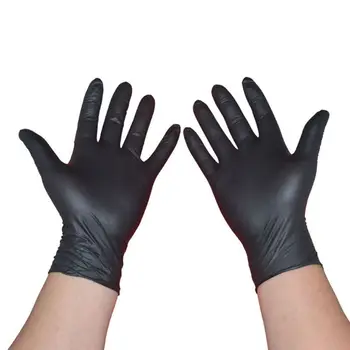 

100pcs Nitrile Gloves Rip Resistant Disposable Black Gloves Work Safety Gloves X6HA