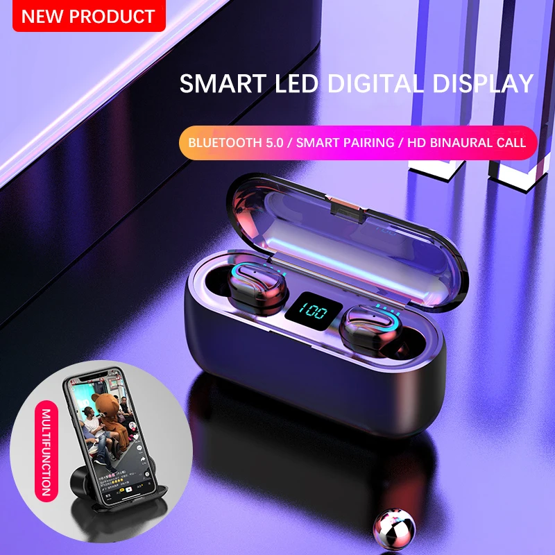TWS Bluetooth 5 0 наушники 2200 мАч зарядное устройство беспроводные 9D стерео спортивные